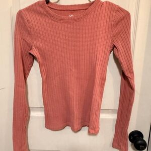 Hollister Ribbed Coral Long Sleeve Top